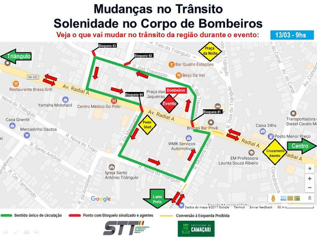 🚨 O TRANSITO SERÁ MODIFICADO NA MANHÃ DESTA SEGUNDA-FEIRA 13/03 NAS MEDIAÇÕES DA AV. RADIAL A EM CAMAÇARI.