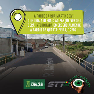 STT INTERDITA PONTE  QUE AMEAÇA CAIR NO BAIRRO DA GLEBA C EM CAMAÇARI