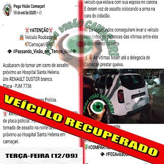 VEICULO ROUBADO NO ULTIMO DOMINGO PRÓXIMO AO HOSPITAL SANTA HELENA EM CAMAÇARI É RECUPERADO PELA POLICIA