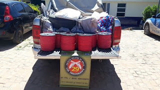 Polícia apreende 750 kg de explosivos e 9 km de fita para detonação