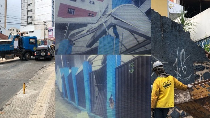 Após derrubar muro de escola infantil, caminhão de obra no Canela causa outro acidente