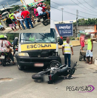 Urgente:  Motoqueiro fica ferido em acidente em frente a cidade do saber