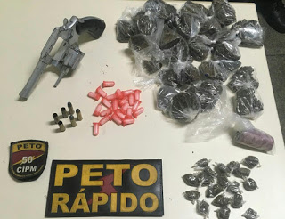 Policiais militares encontram revólver e drogas em sete de Abril