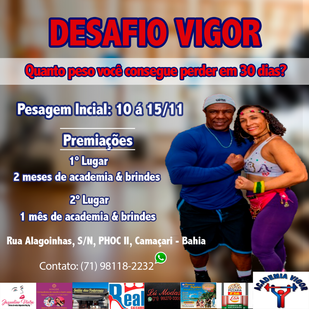 Desafio premiará quem perder mais peso na Academia Vigor em Camaçari