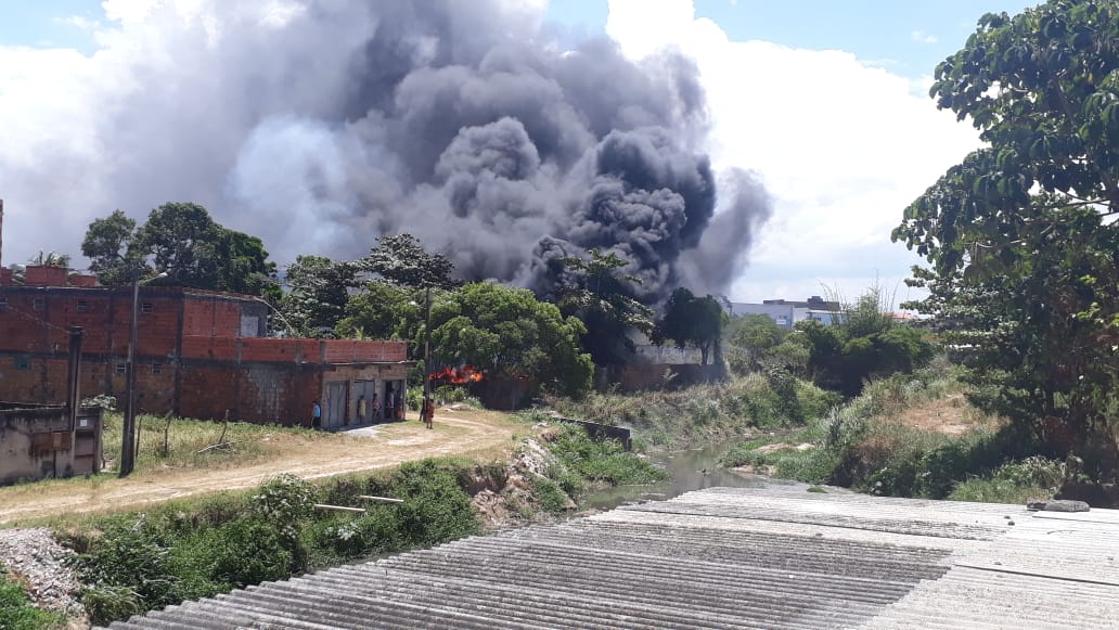 Incêndio atinge matagal próximo a Av. Radial A em Camaçari