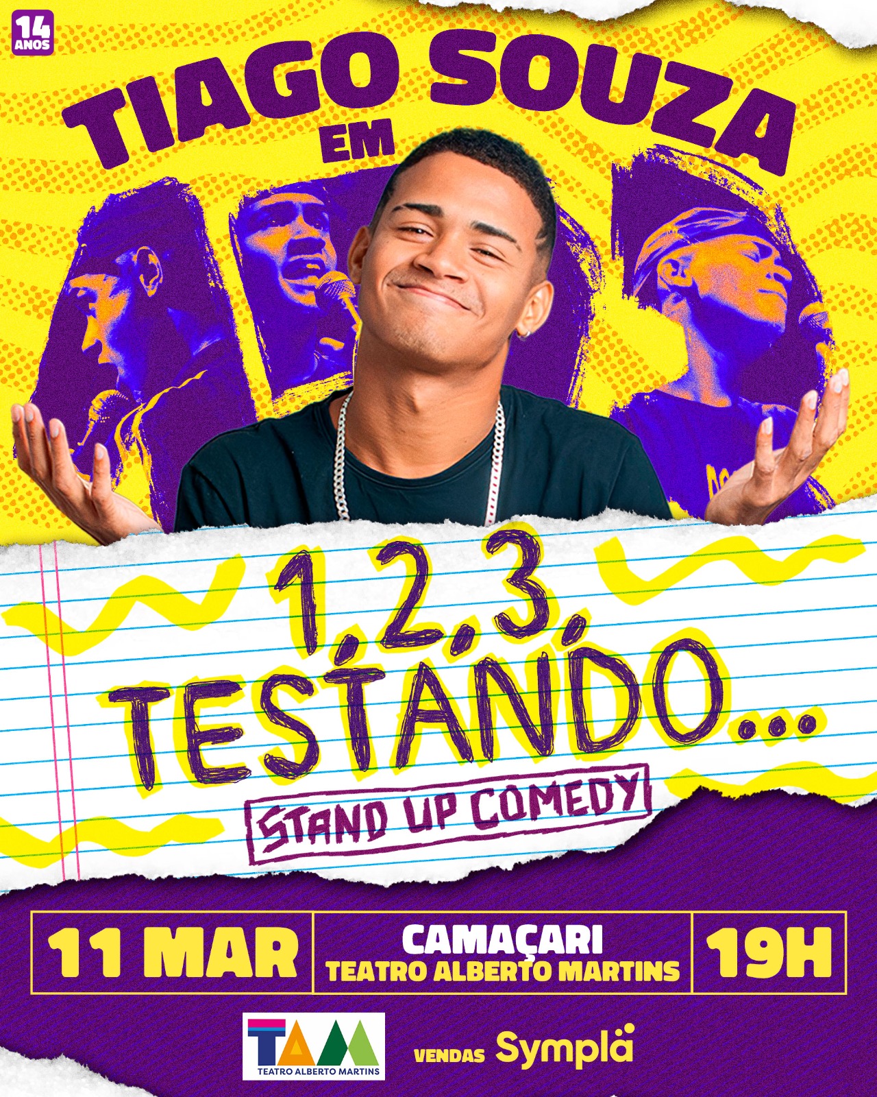 Humorista Tiago Souza se apresenta no Teatro Alberto Martins
