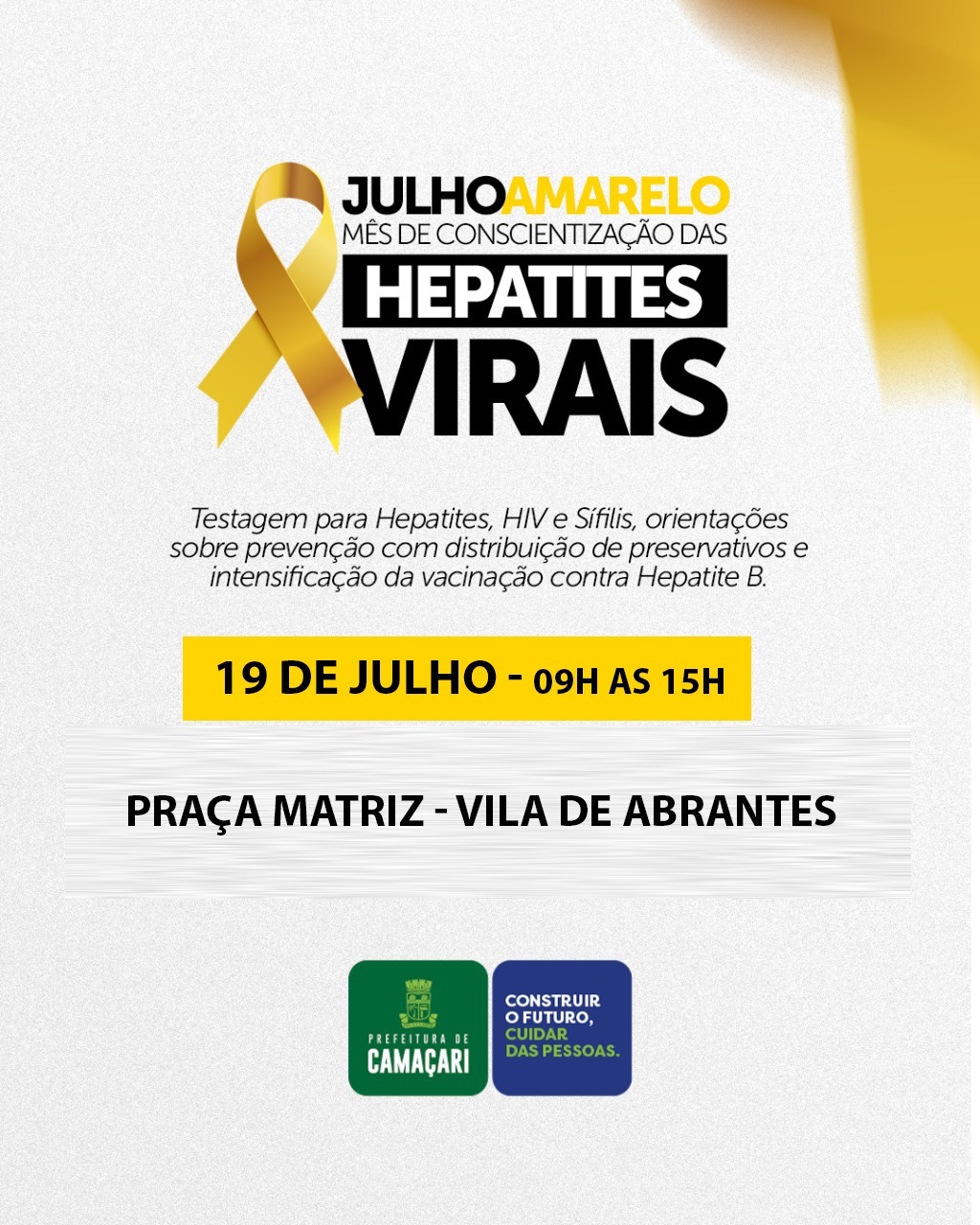 Sesau realizará Julho Amarelo na quarta (19) em Vila de Abrantes