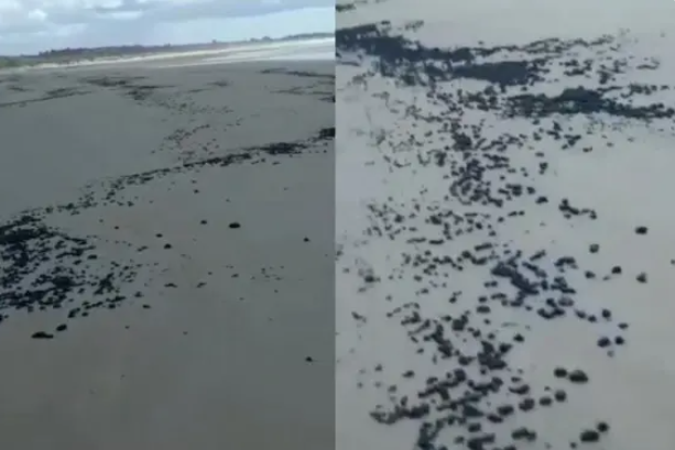 Manchas de óleo voltam a aparecer em praia do Baixo Sul baiano